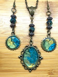 Blue and Green Dream Earring and Necklace set