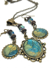 Load image into Gallery viewer, Blue and Green Dream Earring and Necklace set